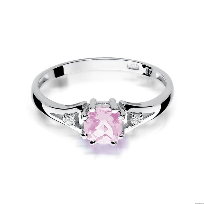 Pierścionek W0044 Różowy Topaz 0,65ct białe złoto 375