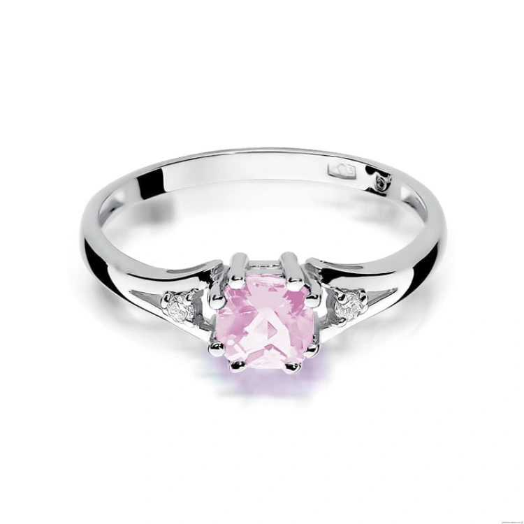 Pierścionek W0044 Różowy Topaz 0,65ct białe złoto 375