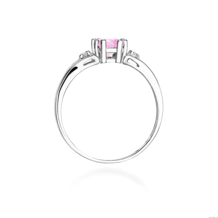 Pierścionek W0044 Różowy Topaz 0,65ct białe złoto 375