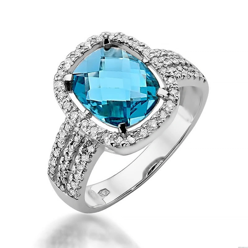 Pierścionek W0313 Topaz Swiss 3,00ct białe złoto 375