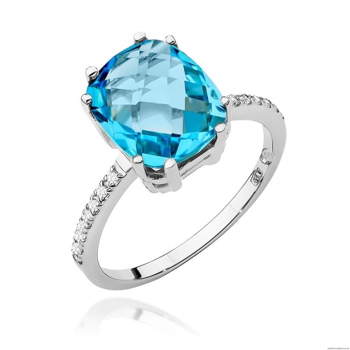Pierścionek W0527 Topaz Swiss 3,00ct białe złoto 375