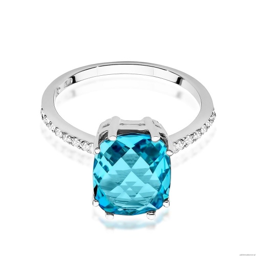 Pierścionek W0527 Topaz Swiss 3,00ct białe złoto 375