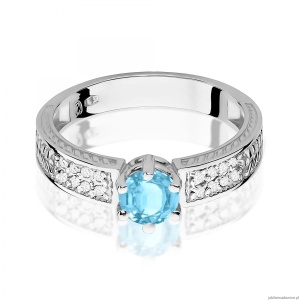 Pierścionek W0075 Topaz Swiss 0,50ct białe złoto 375