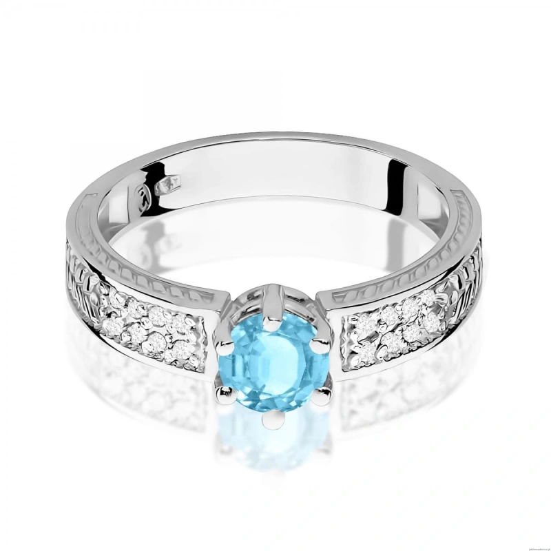 Pierścionek W0075 Topaz Swiss 0,50ct białe złoto 375