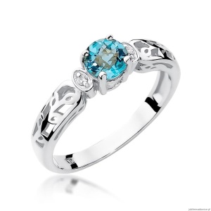 Pierścionek W0014 Topaz Swiss 0,50ct białe złoto 375