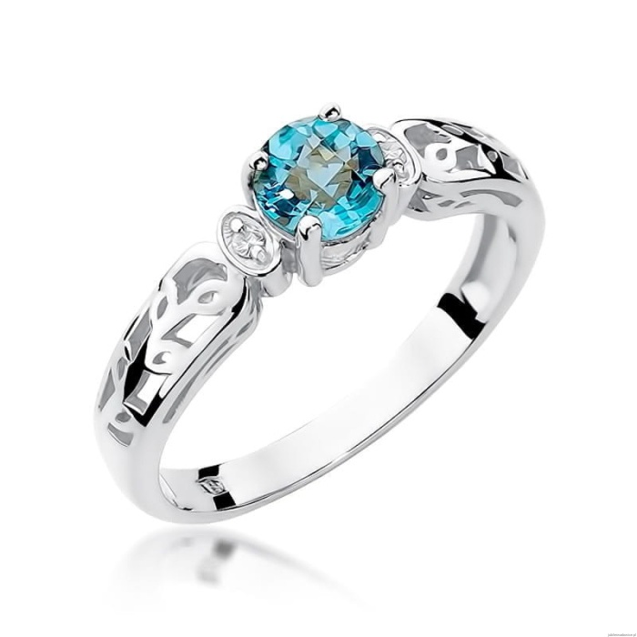 Pierścionek W0014 Topaz Swiss 0,50ct białe złoto 375