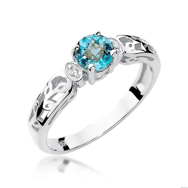 Pierścionek W0014 Topaz Swiss 0,50ct białe złoto 375