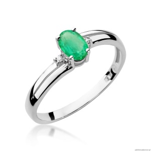 Pierścionek W0068 Szmaragd 0,40ct białe złoto 375