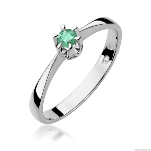 Pierścionek W0111 Szmaragd 0,15ct białe złoto 375