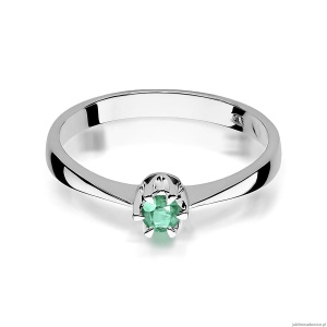 Pierścionek W0111 Szmaragd 0,15ct białe złoto 375