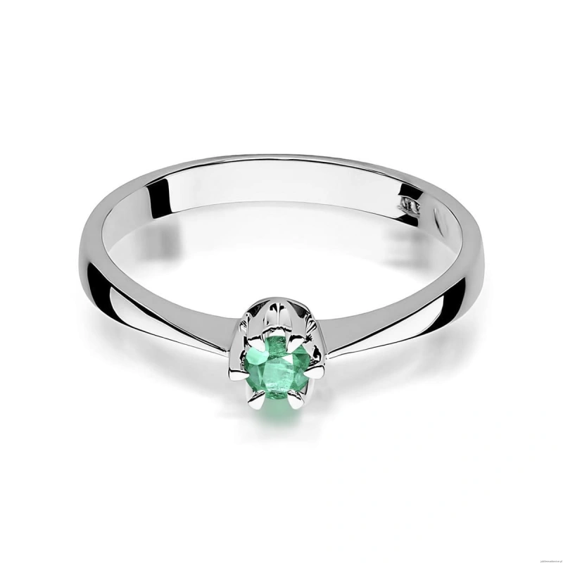 Pierścionek W0111 Szmaragd 0,15ct białe złoto 375