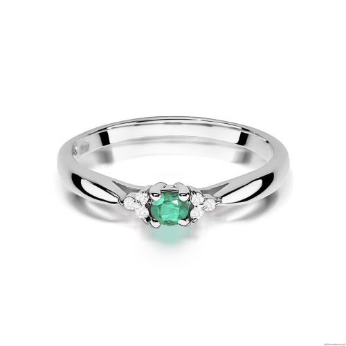 Pierścionek W0428 Szmaragd 0,15ct białe złoto 375