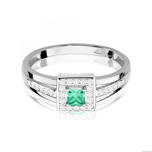 Pierścionek W0271 Szmaragd 0,15ct białe złoto 375