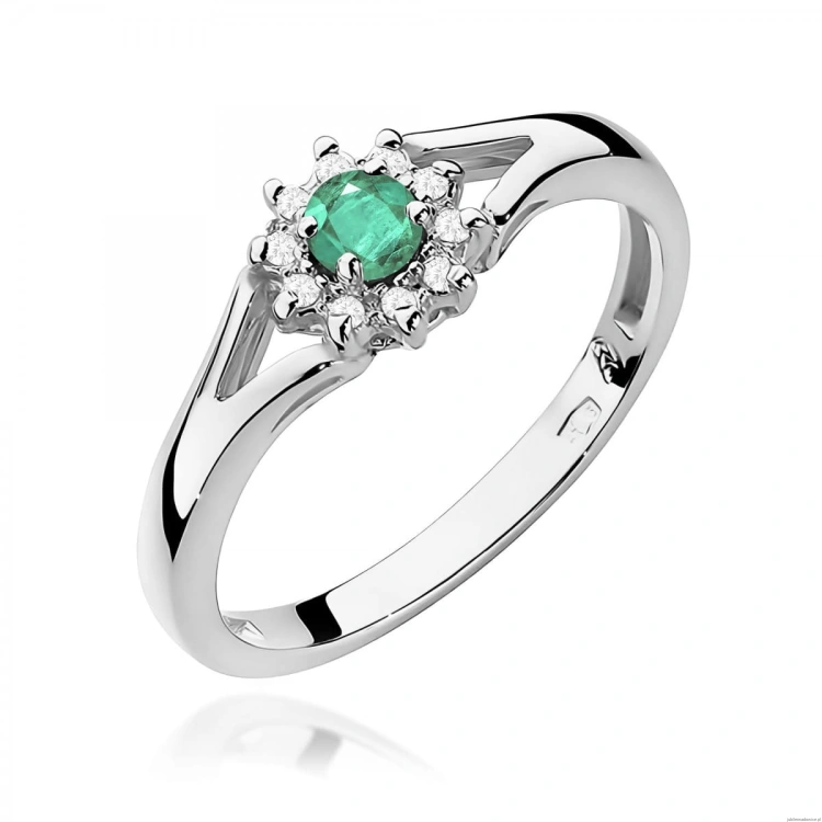 Pierścionek W0185 Szmaragd 0,15ct białe złoto 375