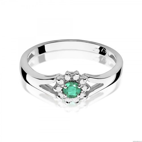 Pierścionek W0185 Szmaragd 0,15ct białe złoto 375