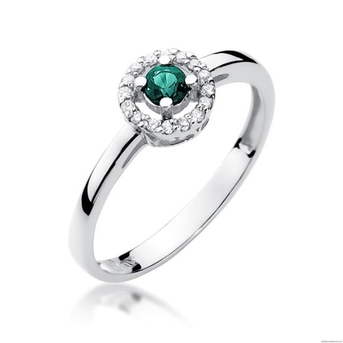Pierścionek W0238 Szmaragd 0,15ct białe złoto 375