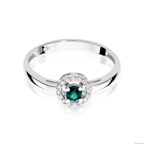 Pierścionek W0238 Szmaragd 0,15ct białe złoto 375