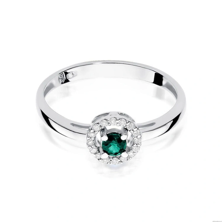 Pierścionek W0238 Szmaragd 0,15ct białe złoto 375