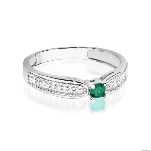 Pierścionek W0449 Szmaragd 0,15ct białe złoto 375