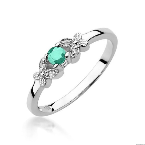 Pierścionek W0414 Szmaragd 0,15ct białe złoto 375