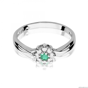 Pierścionek W0072 Szmaragd 0,15ct białe złoto 375