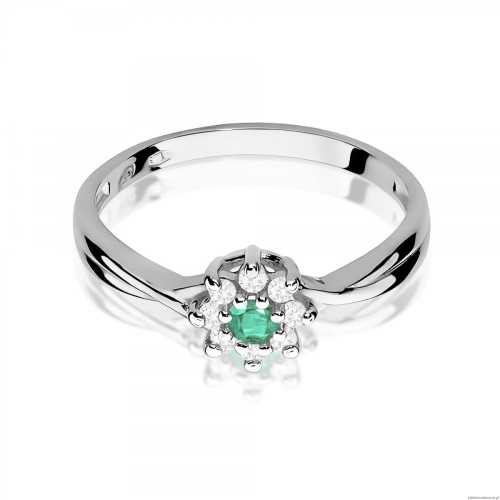 Pierścionek W0072 Szmaragd 0,15ct białe złoto 375