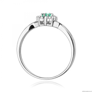 Pierścionek W0072 Szmaragd 0,15ct białe złoto 375