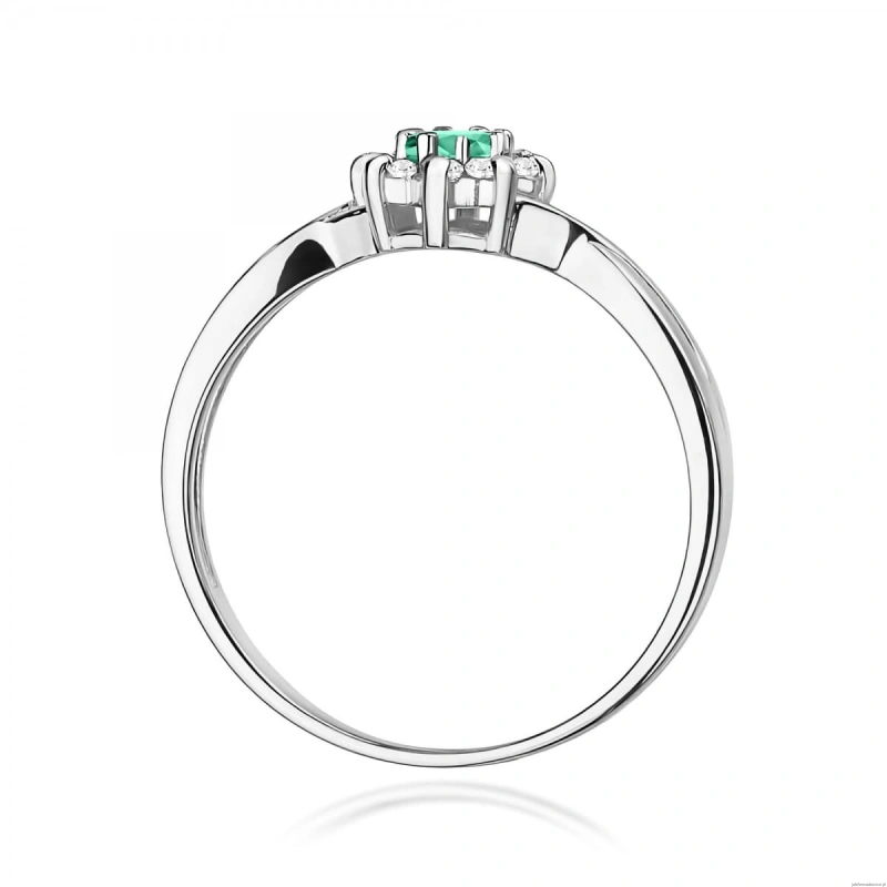 Pierścionek W0072 Szmaragd 0,15ct białe złoto 375