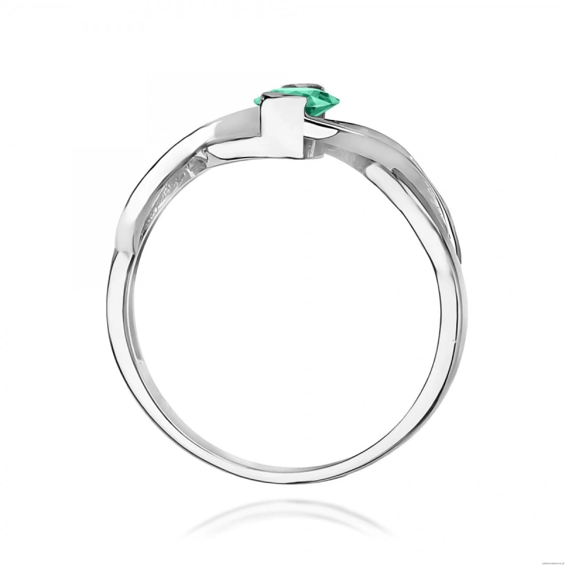 Pierścionek W0028 Szmaragd 0,40ct białe złoto 375