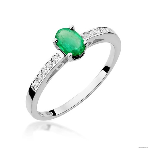 Pierścionek W0067 Szmaragd 0,40ct białe złoto 375