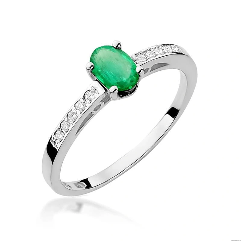 Pierścionek W0067 Szmaragd 0,40ct białe złoto 375