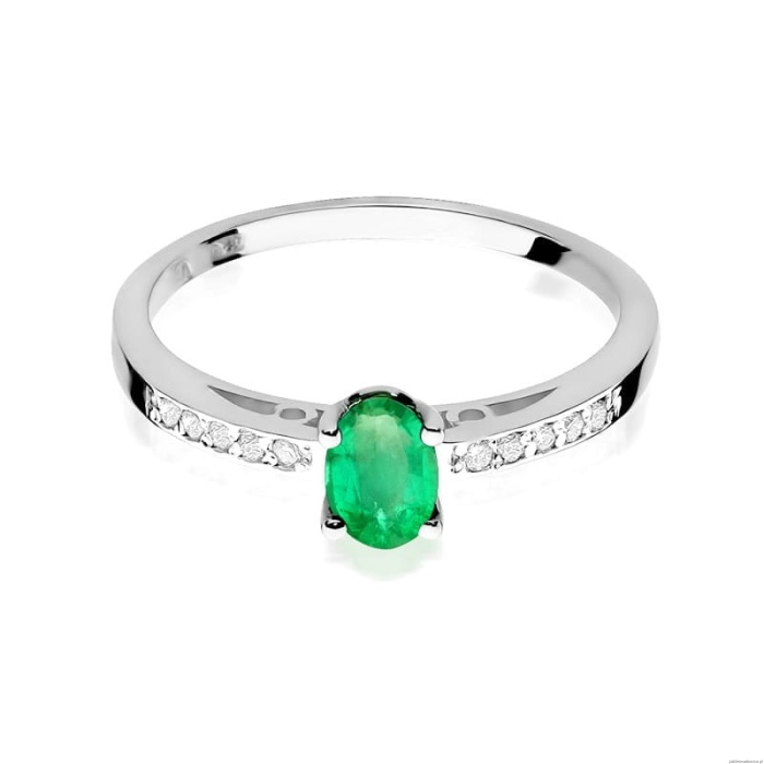 Pierścionek W0067 Szmaragd 0,40ct białe złoto 375