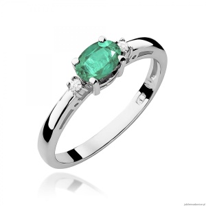 Pierścionek W0006 Szmaragd 0,40ct białe złoto 375