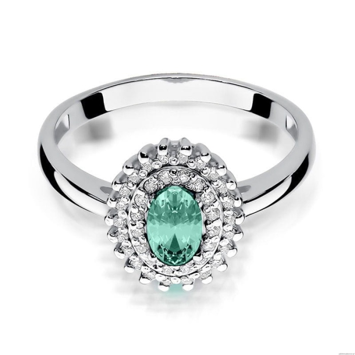 Pierścionek W0303 Szmaragd 0,40ct białe złoto 375