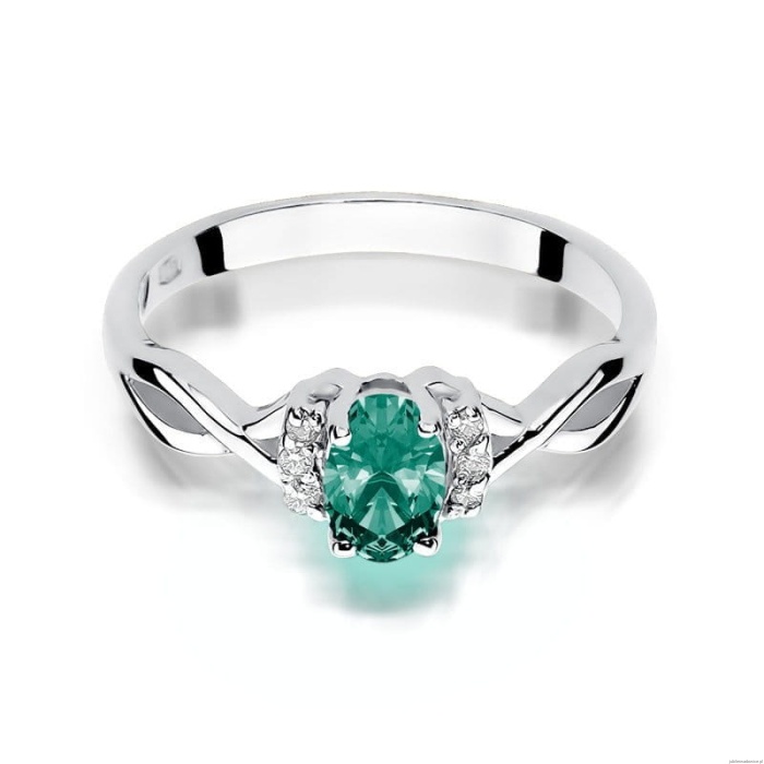 Pierścionek W0019 Szmaragd 0,40ct białe złoto 375