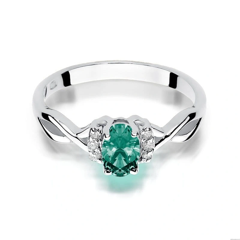 Pierścionek W0019 Szmaragd 0,40ct białe złoto 375