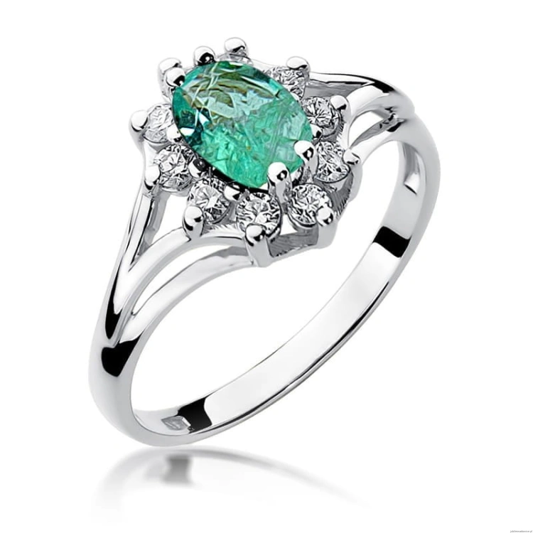 Pierścionek W0037 Szmaragd 0,80ct białe złoto 375