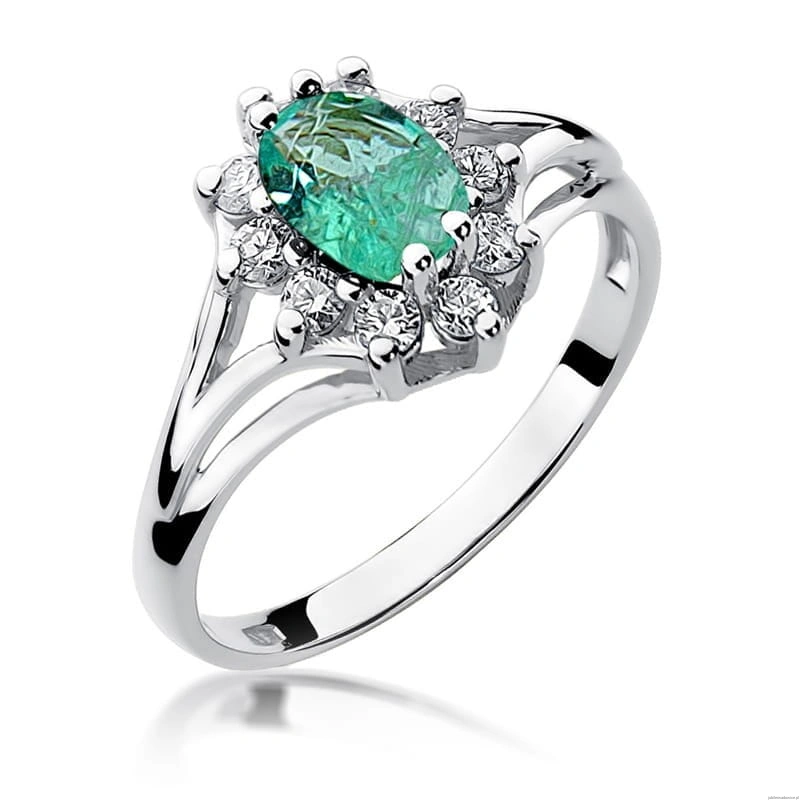 Pierścionek W0037 Szmaragd 0,80ct białe złoto 375