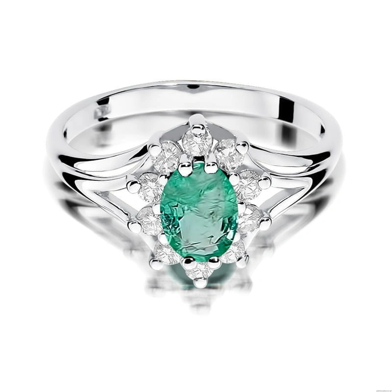 Pierścionek W0037 Szmaragd 0,80ct białe złoto 375