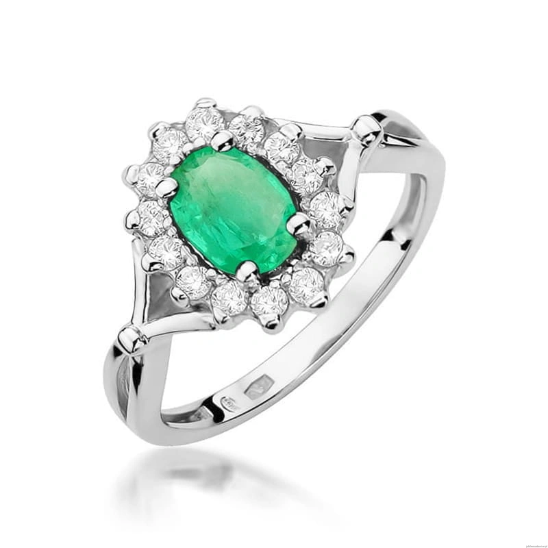 Pierścionek W0182 Szmaragd 0,80ct białe złoto 375