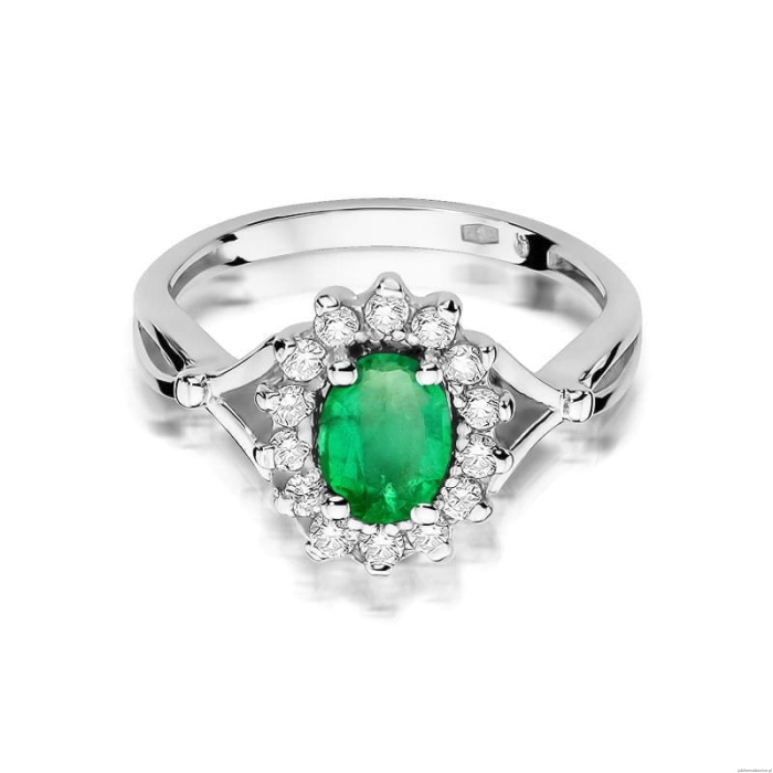 Pierścionek W0182 Szmaragd 0,80ct białe złoto 375
