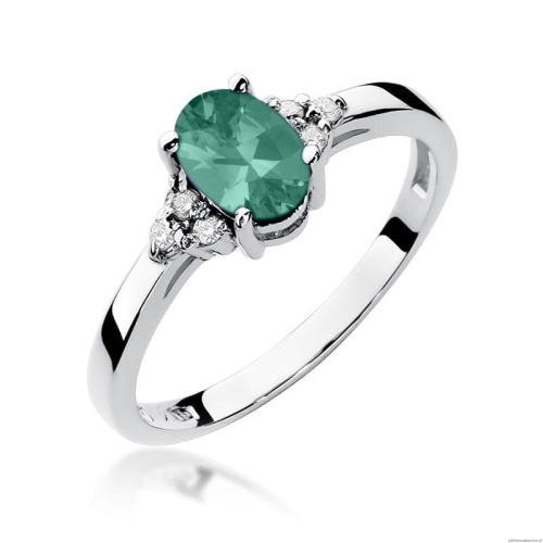Pierścionek W0308 Szmaragd 0,80ct białe złoto 375