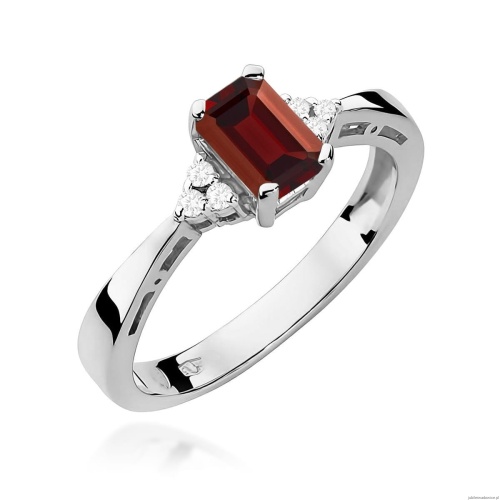 Pierścionek W0002 Granat 0,70ct białe złoto 375