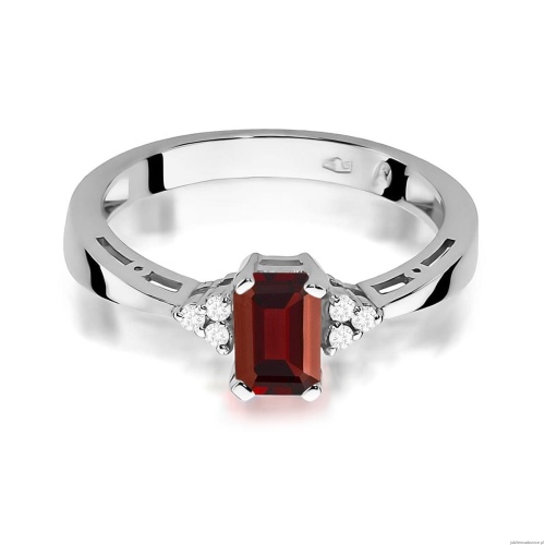 Pierścionek W0002 Granat 0,70ct białe złoto 375