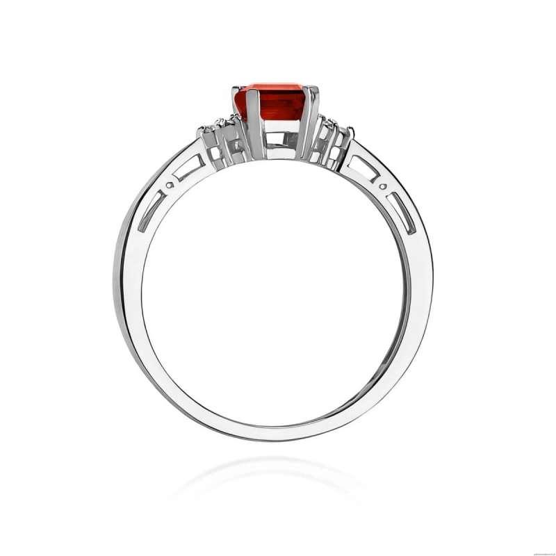 Pierścionek W0002 Granat 0,70ct białe złoto 375