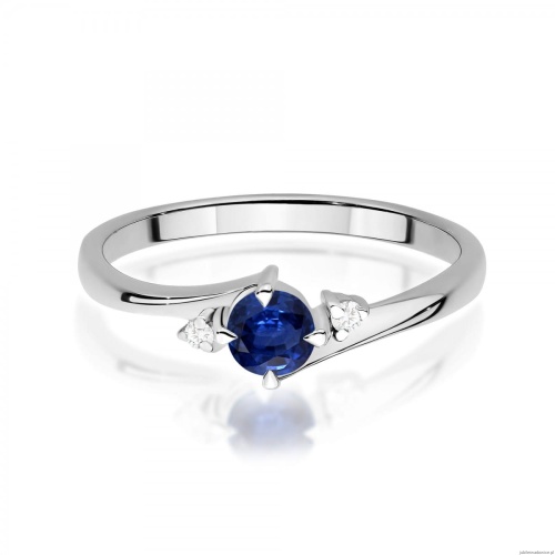Pierścionek W0346B Szafir 0,30ct białe złoto 375