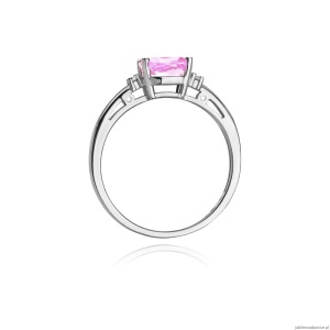 Pierścionek W0003 Różowy Topaz 1,10ct białe złoto 375
