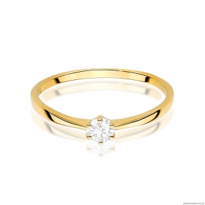 Pierścionek W0579 Diament 0,15ct żółte złoto 375