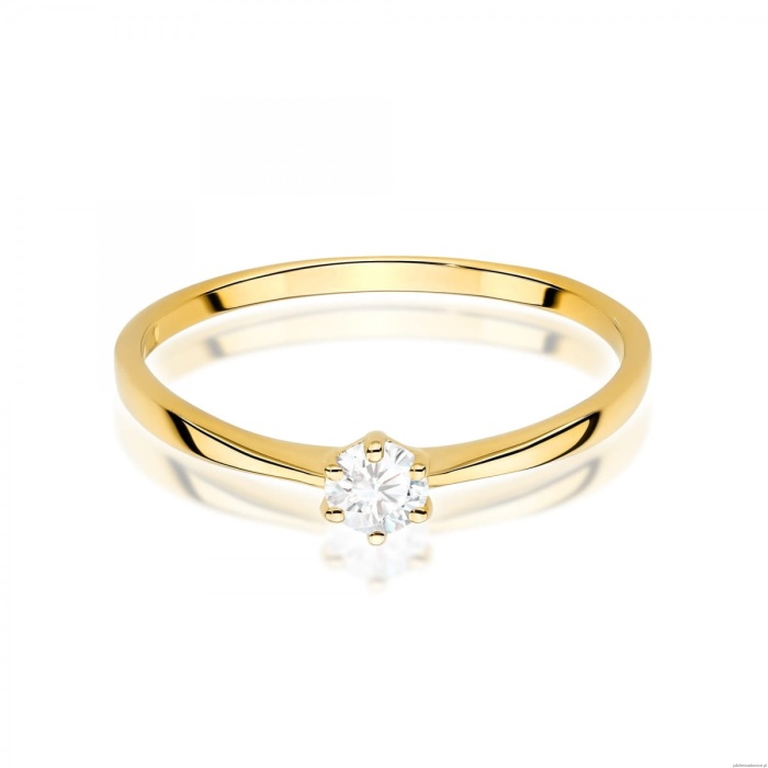 Pierścionek W0579 Diament 0,15ct żółte złoto 375