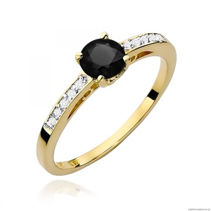 Pierścionek W0066 Czarny Diament 0,50ct żółte złoto 375